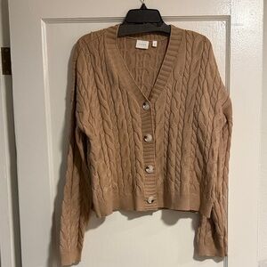 Cyrus Women's Tan Cable Knit Cardigan